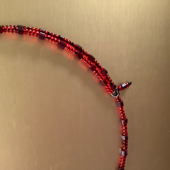 Romantic Vintage Boho Locket Necklace and Beaded Chocker Red OS - Picture 10 of 16